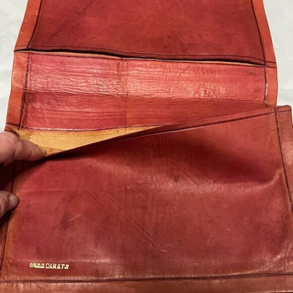 VTG Leather Book Notebook Cover Protector Gold Leaf Designs 7.25"x10" - Picture 9 of 16